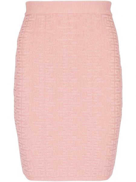 Πλεκτή φούστα mini Balmain ροζ