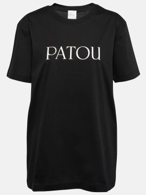 Kokvilnas t-krekls džersija Patou melns