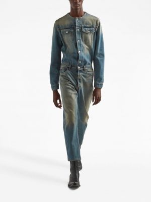 Modré straight fit džíny s oděrkami Prada