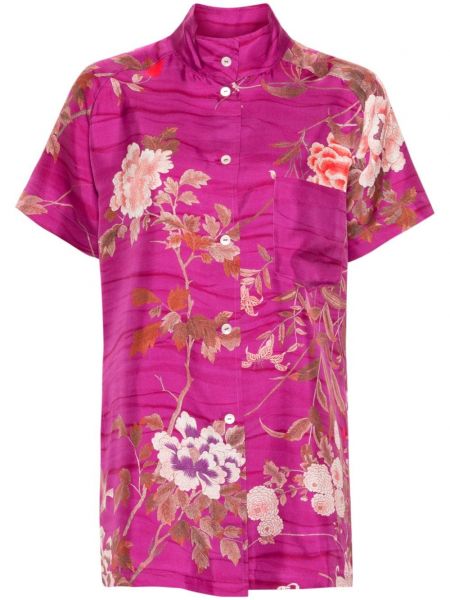 Μεταξωτό πουκάμισο με σχέδιο Pierre-louis Mascia ροζ