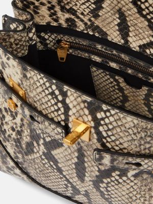 Usnjena torbica za čez ramo s kačjim vzorcem Balmain