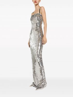 Večerní šaty s flitry Dolce & Gabbana stříbrné