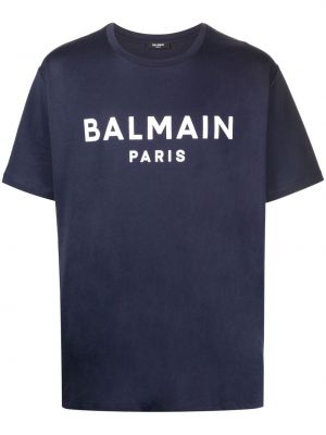 Памучна тениска с принт Balmain синьо