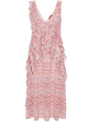 Pletena midi haljina Missoni ružičasta