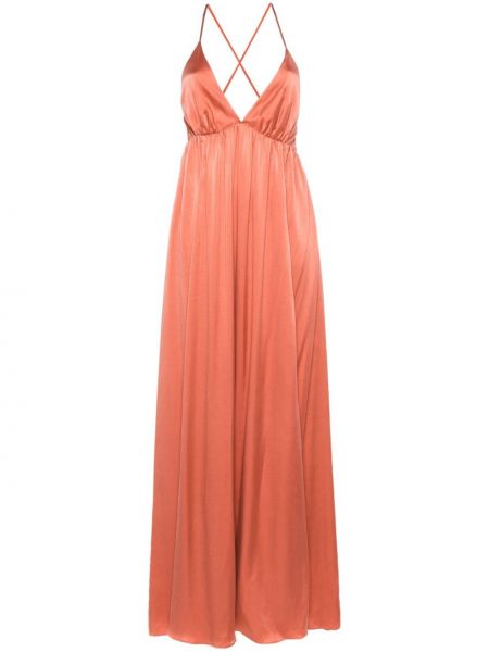 Hedvábné saténové dlouhé šaty Zimmermann růžové