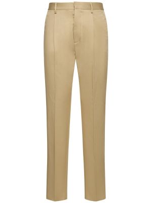 Pantalones de algodón plisados Dsquared2 beige