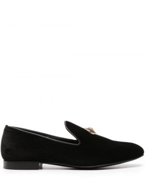 Bársony loafer Versace fekete