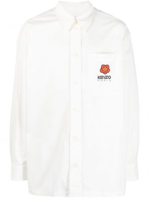 Oversized kvetinová bavlnená košeľa Kenzo biela