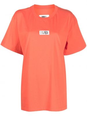 Тениска с принт Mm6 Maison Margiela оранжево