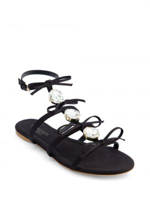 Křišťálové kožené sandály Giambattista Valli černé