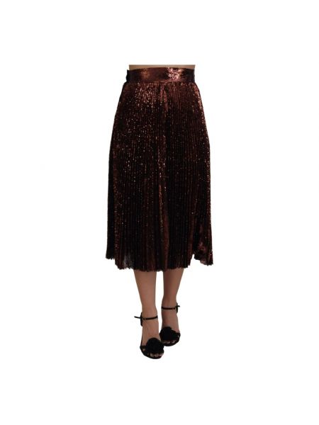 Spódnica midi z wysoką talią Dolce And Gabbana brązowa