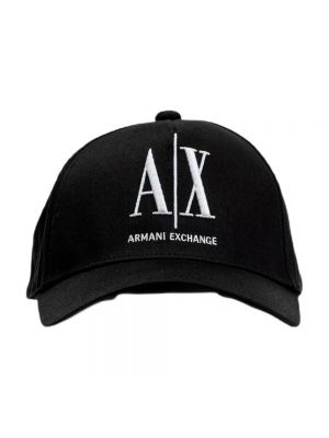 Cappello con visiera con stampa Armani Exchange nero