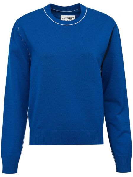 Пуловер с кръгло деколте Mm6 Maison Margiela синьо
