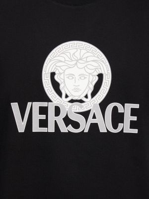 Camiseta de algodón de tela jersey Versace negro