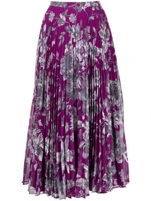 Plisirana midi suknja s cvjetnim printom s printom Erdem ljubičasta