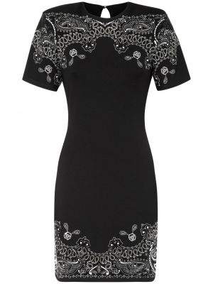 Φόρεμα με σχέδιο paisley με στρογγυλή λαιμόκοψη Philipp Plein μαύρο