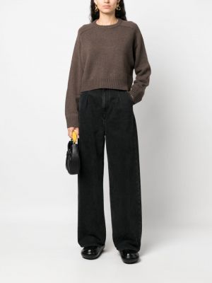 Sweter wełniany z kaszmiru Loulou Studio brązowy
