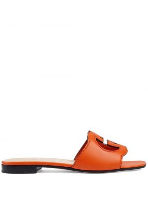 Dabīgās ādas sandales Gucci oranžs