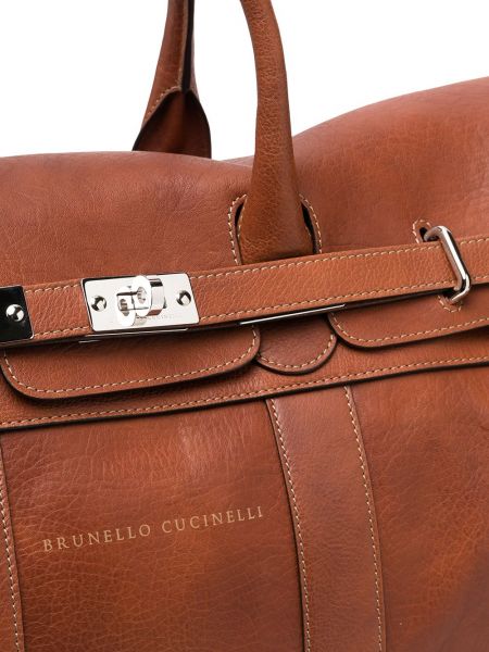 Kožená taška Brunello Cucinelli hnědá