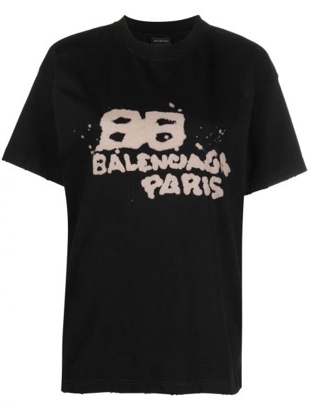 Памучна тениска с принт Balenciaga