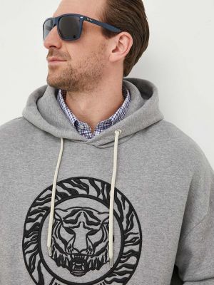 Pamučna hoodie s kapuljačom Just Cavalli siva