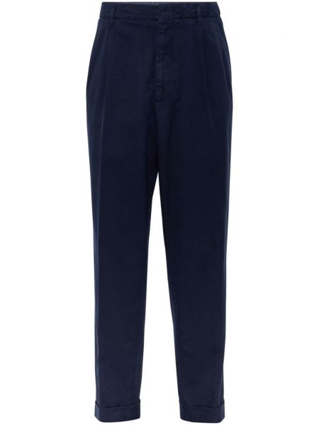 Βαμβακερό παντελόνι με πιεσμένη τσάκιση Brunello Cucinelli μπλε