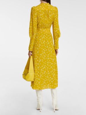 Svilena midi obleka s cvetličnim vzorcem Dorothee Schumacher rumena