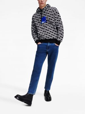 Raštuotas medvilninis džemperis su gobtuvu Karl Lagerfeld Jeans