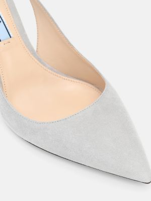Велурени полуотворени обувки с отворена пета Prada сиво