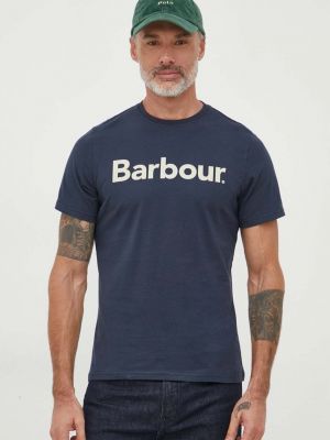 Bavlněné tričko s potiskem Barbour černé