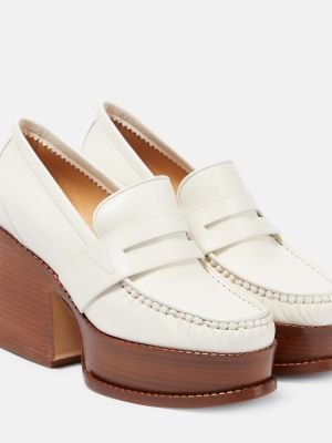Loafers di pelle con platform Gabriela Hearst bianco