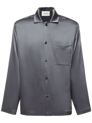 Saténová košile relaxed fit Nanushka černá