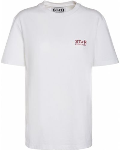 T-shirt en coton à imprimé en jersey Golden Goose blanc