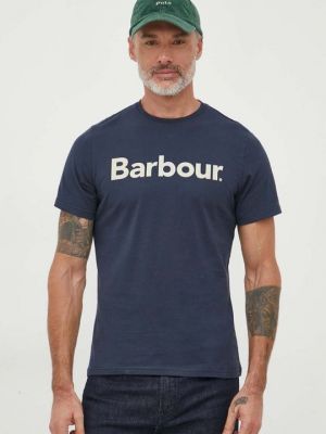 Хлопковая футболка Barbour синяя