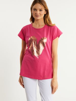 Bavlněné tričko Monnari růžové