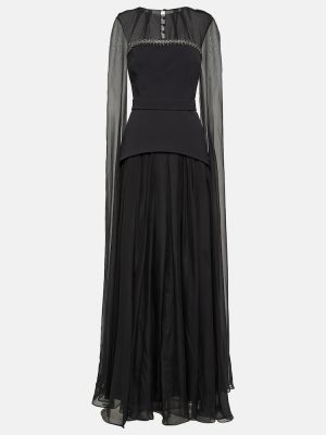 Hodvábne dlouhé šaty Safiyaa čierna