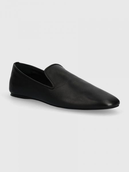 Černé kožené mokasíny na podpatku na plochém podpatku Calvin Klein