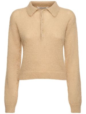 Suéter de lana de punto de lana mohair Auralee beige