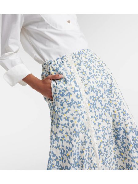 Falda midi de terciopelo‏‏‎ de algodón de flores Velvet