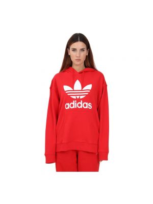 Bluza z kapturem relaxed fit Adidas Originals czerwona