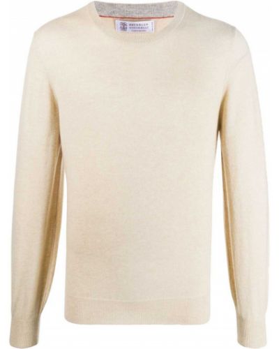 Dugi džemper od kašmira s okruglim izrezom Brunello Cucinelli bijela