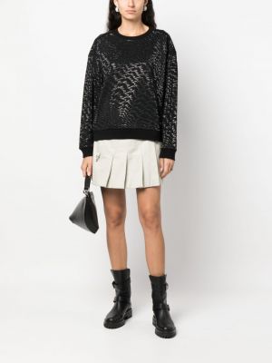 Sweatshirt mit rundem ausschnitt mit kristallen Pinko schwarz
