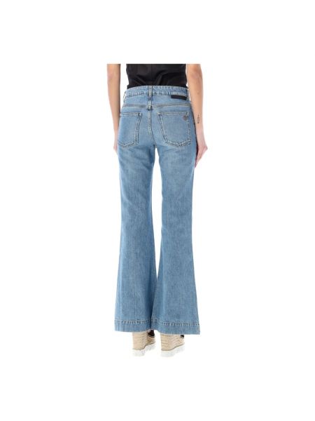 Jeans a zampa a vita alta con motivo a stelle Stella Mccartney blu