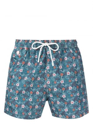 Kratke hlače s cvetličnim vzorcem s potiskom Kiton modra