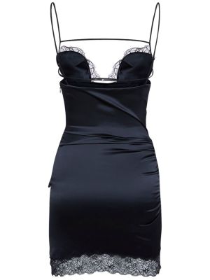 Krajkové saténové mini šaty Nensi Dojaka černé