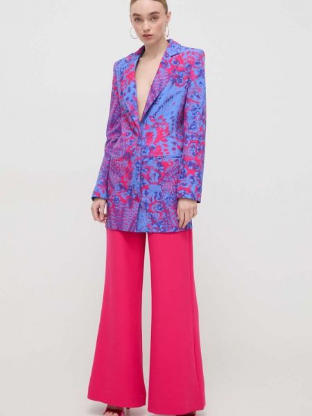 Spodnie z wysoką talią Versace Jeans Couture różowe