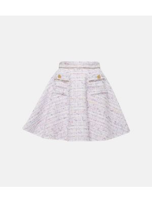 Pamučna mini suknja visoki struk od tvida Nina Ricci ljubičasta