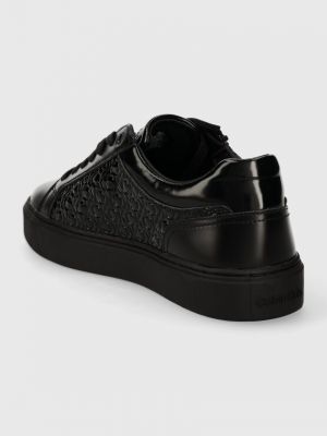 Cipzáras bőr fűzős sneakers Calvin Klein fekete