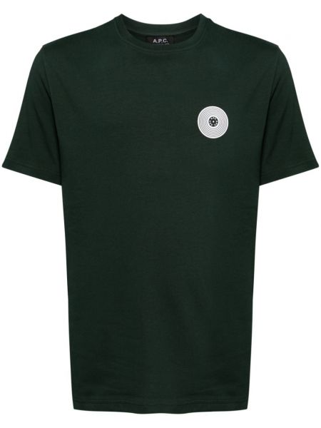Bavlnené tričko s potlačou A.p.c. zelená