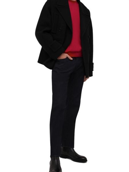 Хлопковый шелковый свитер Giorgio Armani красный